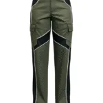 Olive green wide-leg cargo trousers for women